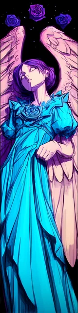 Free angel bookmark featuring an angel in a pretty blue dress